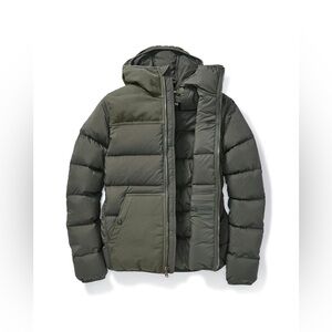Filson mens 2XL XXL green solid featherweight down full zip puffer jacket EUC
